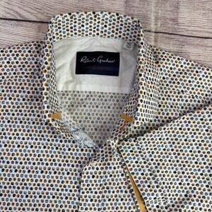 Robert Graham White Button-Down, Navy and Mustard Microprint, price is firm
